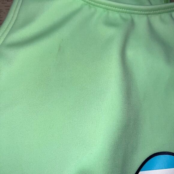 Lands’ End, Swim Tankini Top “Jaw-some” Striped Shark Screenprint, Girls 16 - Picture 4 of 5